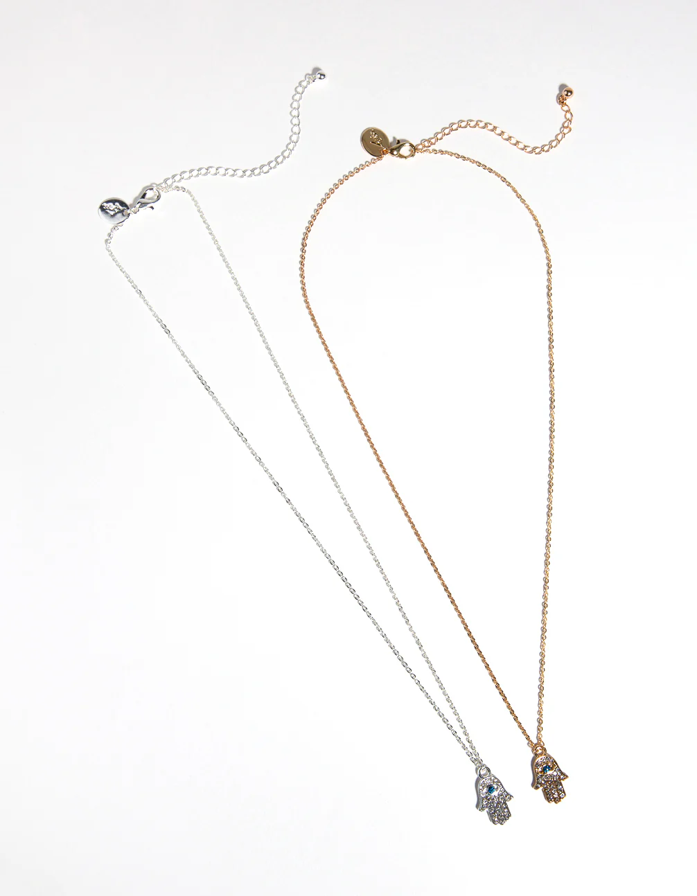 Mixed Metal Blue Stone Hamsa Hand Necklace Pack - Image 2