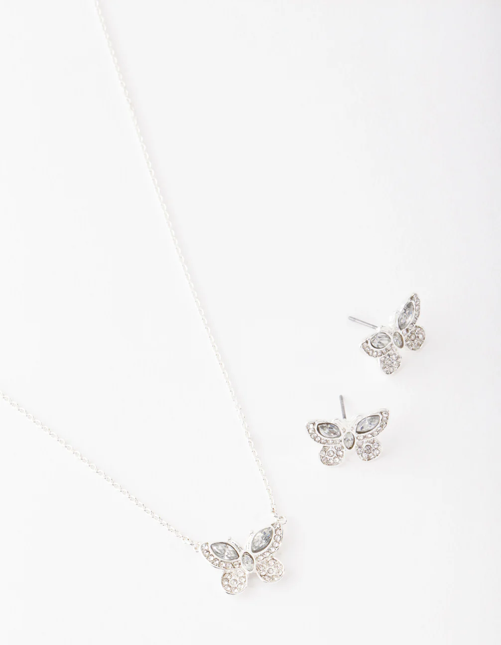 Butterfly Diamante Necklace & Earring Set - Image 2