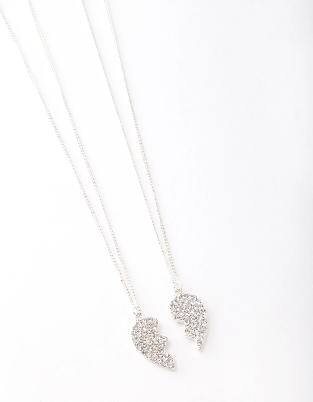 Silver Diamante Half Heart Necklace Pack - Image 2