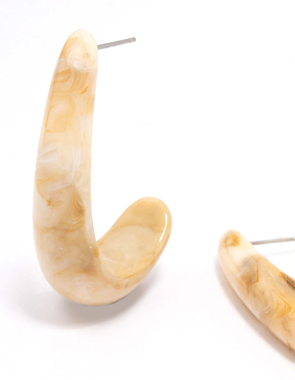Gold Acrylic Long Teardrop Hoop Earrings - Image 2