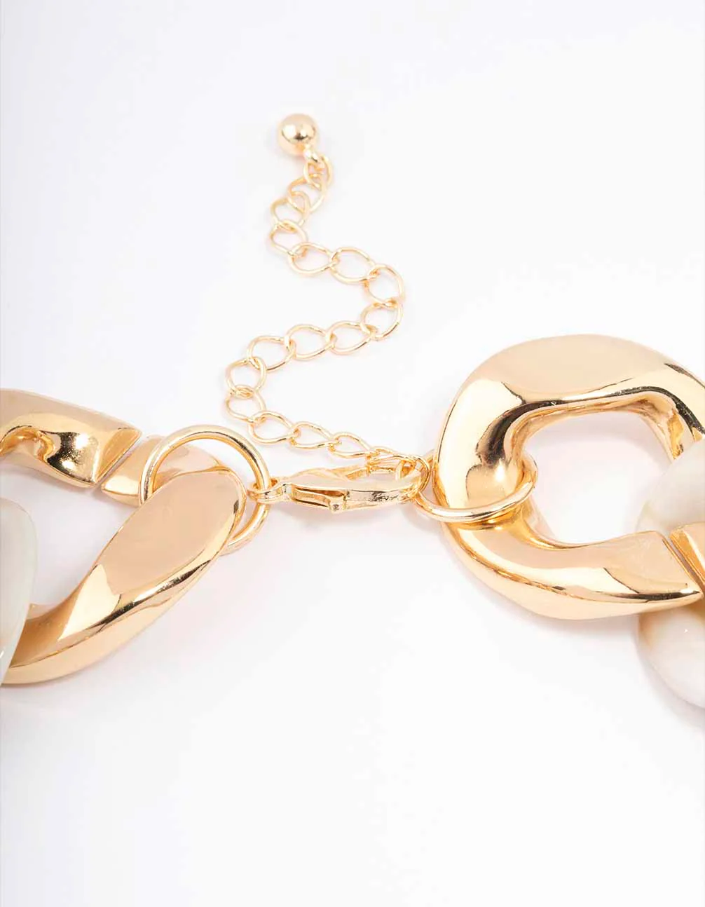 Gold Acrylic Mixed Link Short Necklace - Image 3