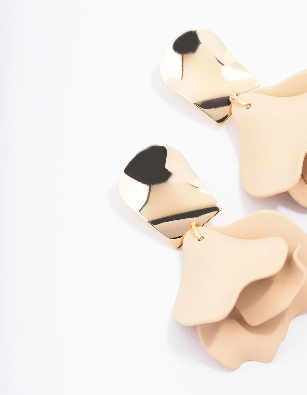Gold Acrylic Neutral Petal Drop Earrings - Image 2