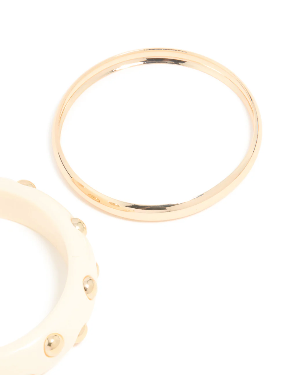 Gold Acrylic Stud & Plain Bangles 2-Pack - Image 3