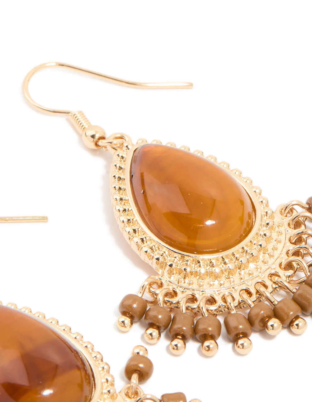 Gold Acrylic Teardrop Earrings - Image 5