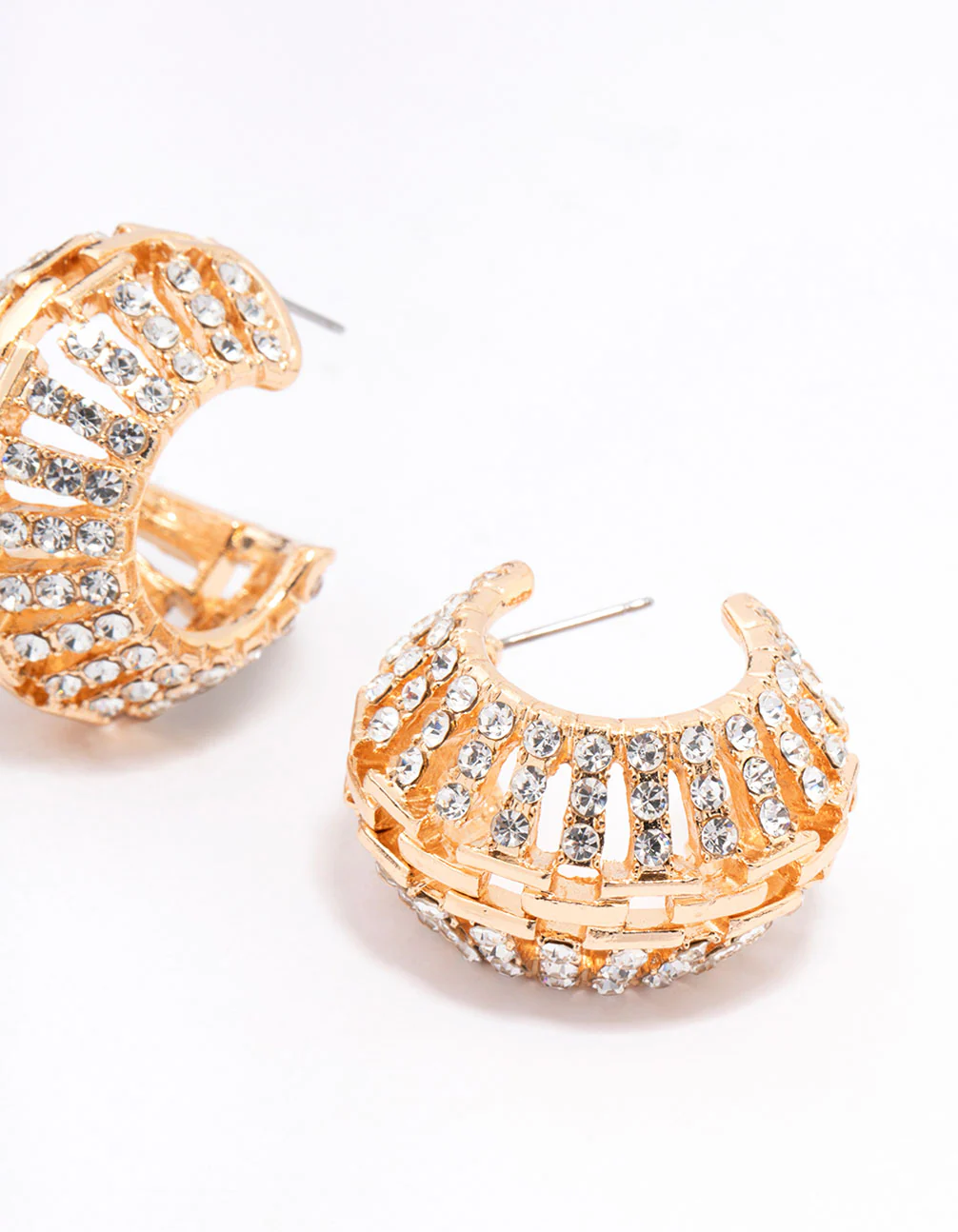 Gold Antique Diamante Small Drop Earrings - Image 3