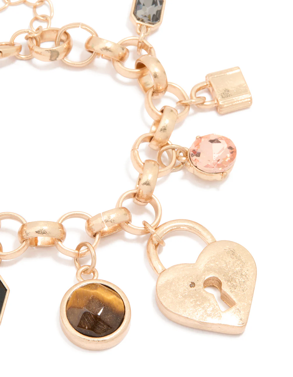 Gold Beaded & Heart Charm Bracelet - Image 2