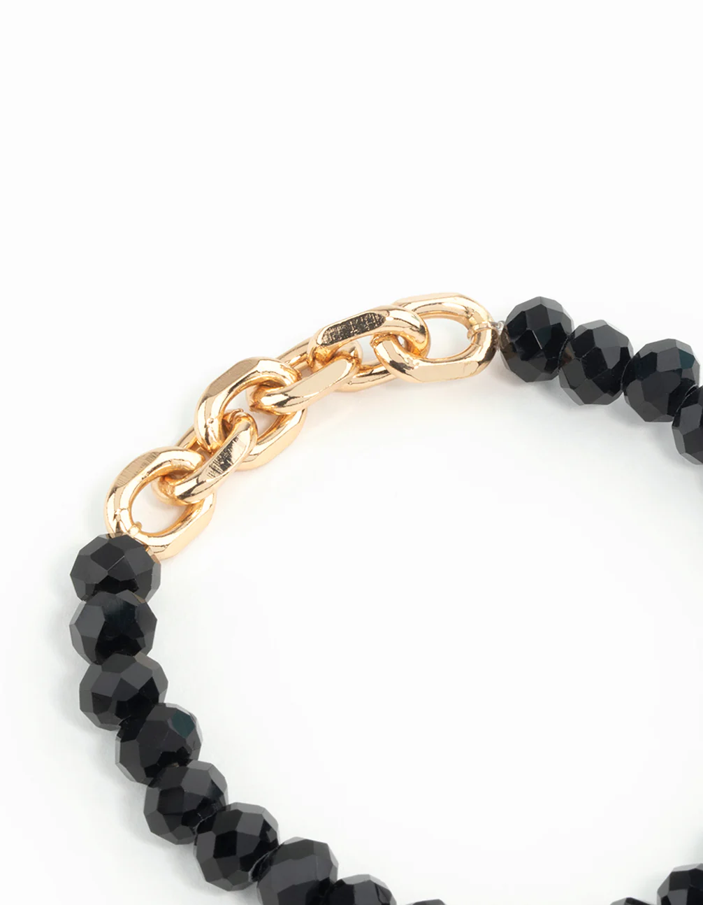 Gold & Black Faceted Bead Chain Stretch Bracelets 3-Pack - Image 3