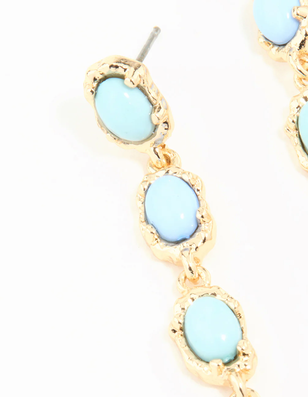 Gold Blue & Pink Ball Drop Earrings - Image 4
