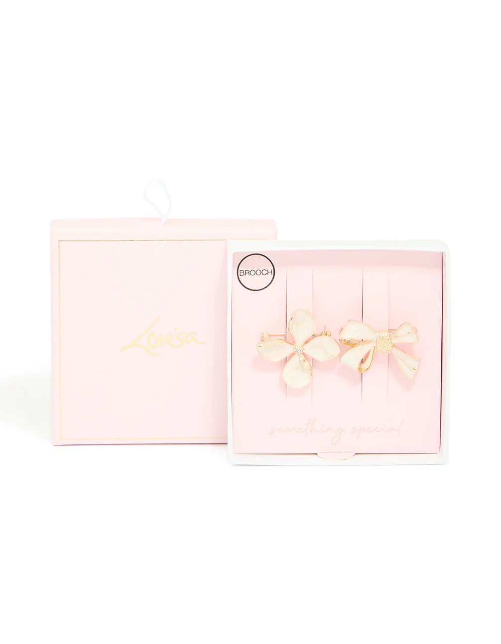 Gold Bow & Flower Brooches 2-Pack - Image 3