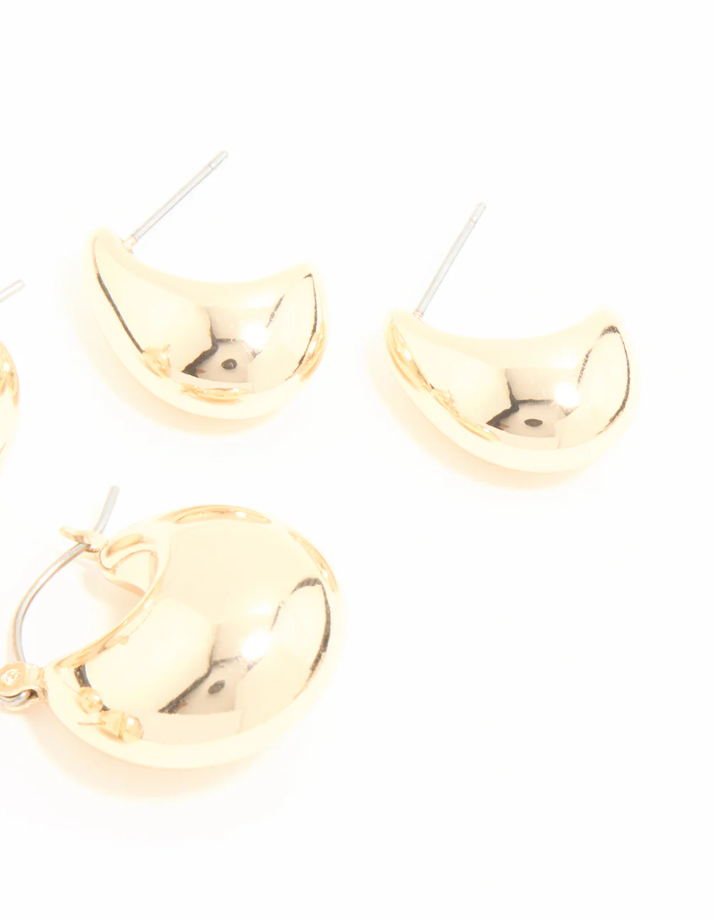 Gold Bubble Hoop & Stud Earrings 3-Pack - Image 3