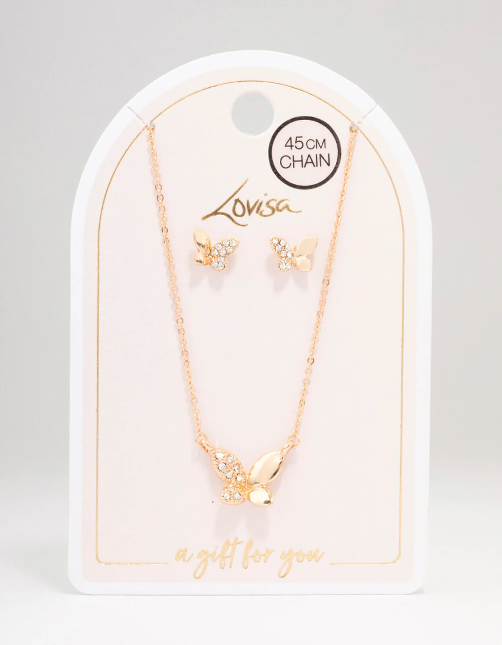 Gold Butterfly Diamante Jewellery Set - Image 3
