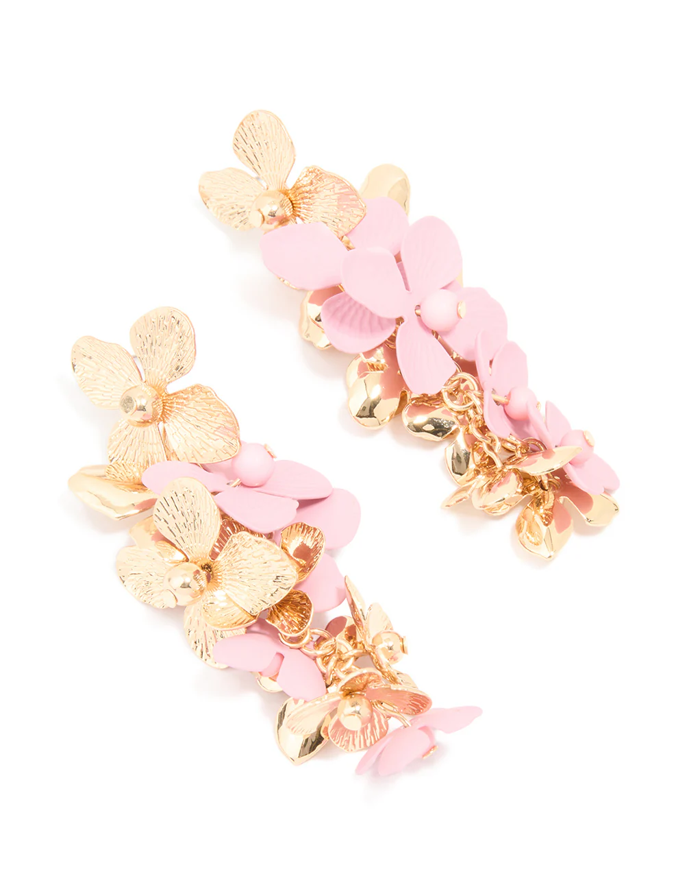 Gold Cascading Flower Drop Earrings