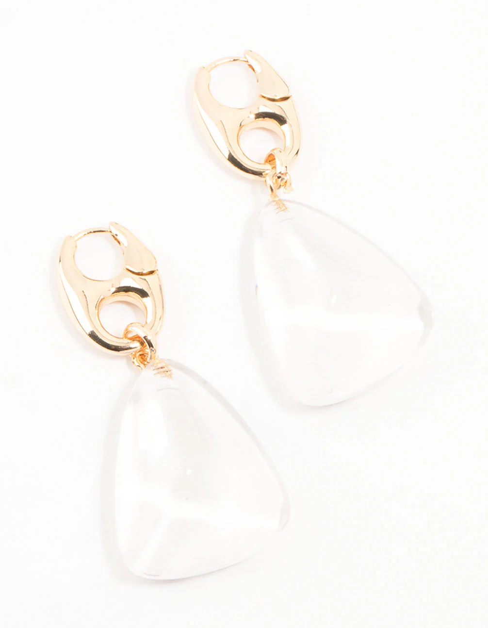 Gold Clear Abstract Drop Earrings