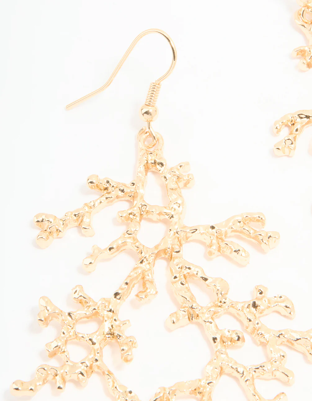Gold Coral Branch Drop Earrings - Image 2