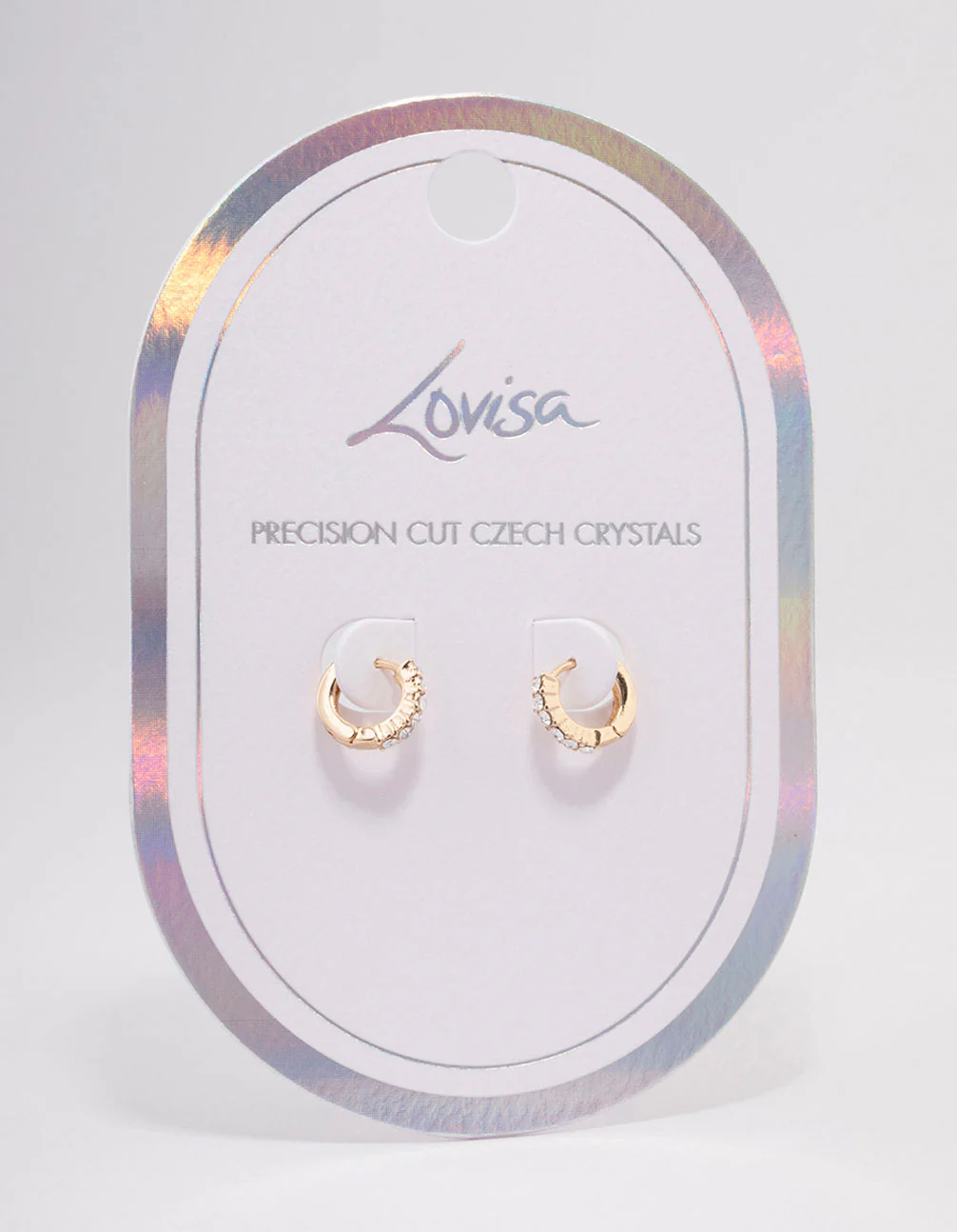 Gold Crystal Huggie Hoop Earrings - Image 2