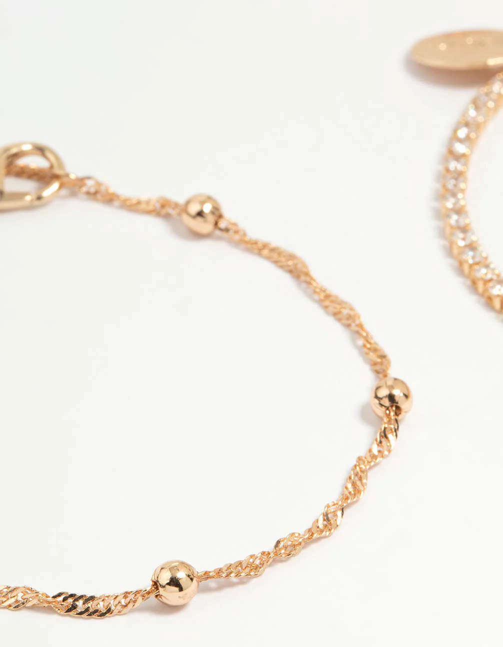 Gold Cubic Zirconia Heart Bracelet & Anklet 4-Pack - Image 3