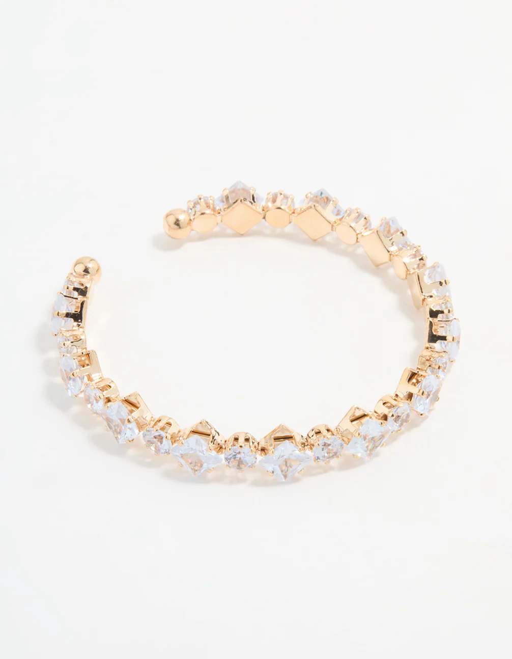 Gold Cubic Zirconia Mixed Shape Wrist Cuff