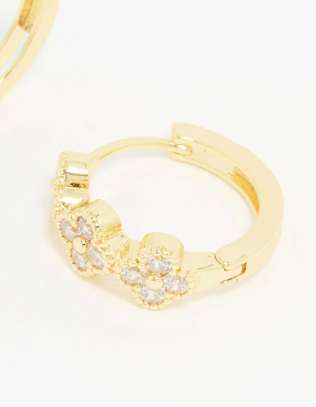 Gold Plated Cubic Zirconia Petal Hoop Earrings - Image 5