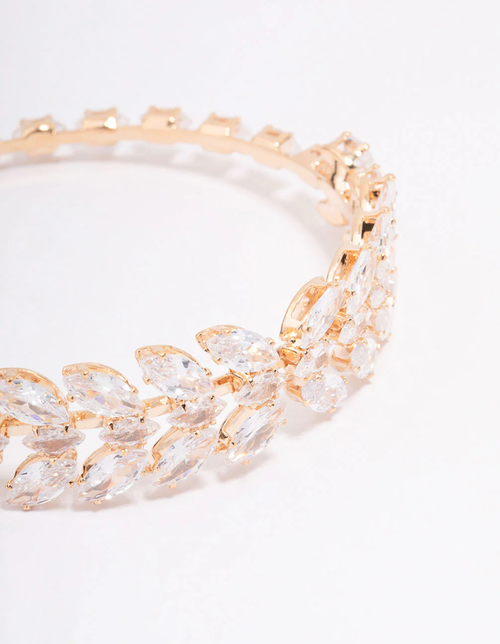 Gold Cubic Zirconia Statement Marquise Wrist Cuff - Image 2