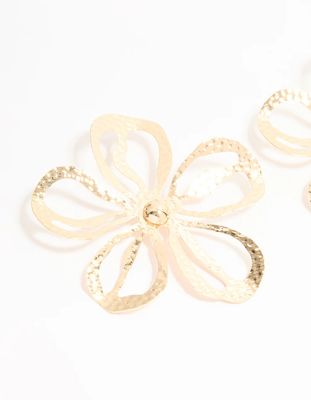 Gold Cut Out Large Flower Stud Earrings - Image 4