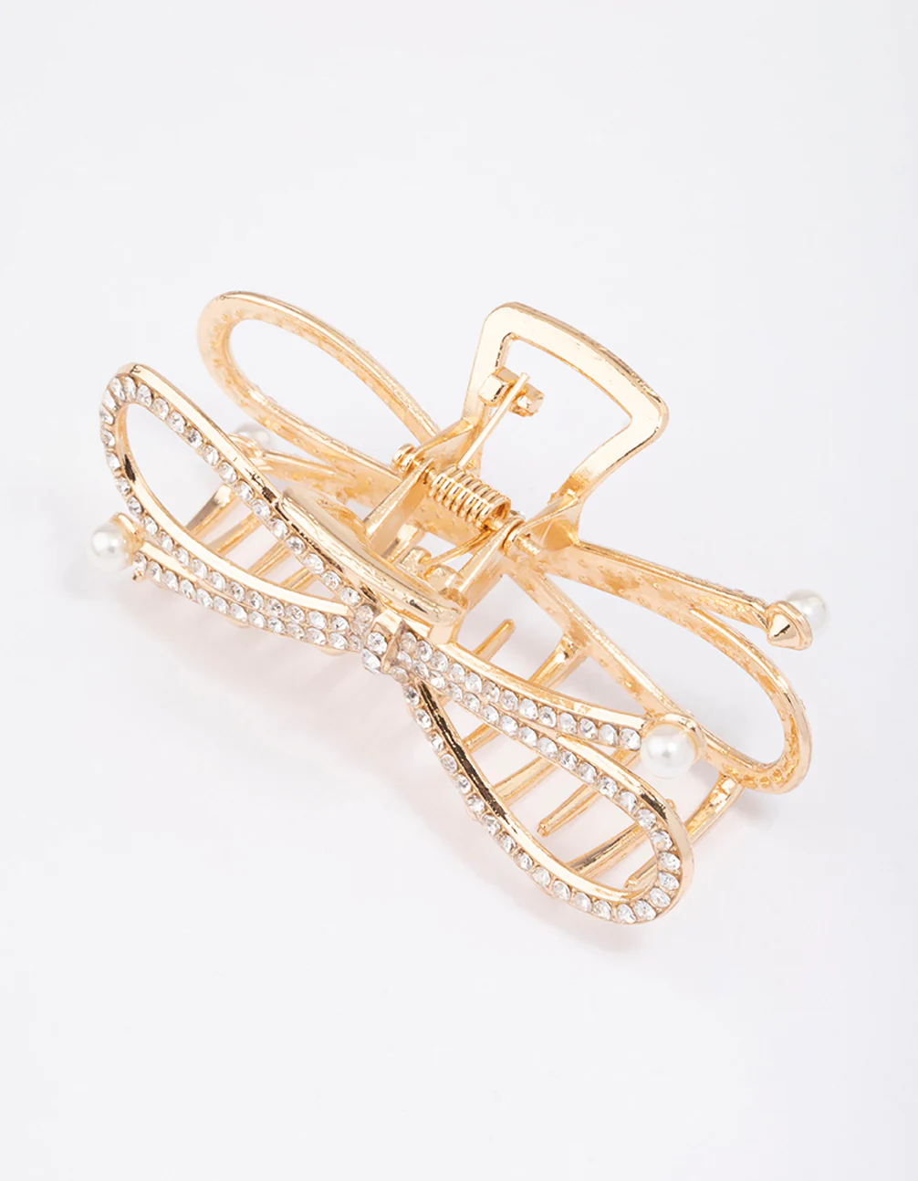 Gold Diamante Bow Hair Claw Clip - Image 3