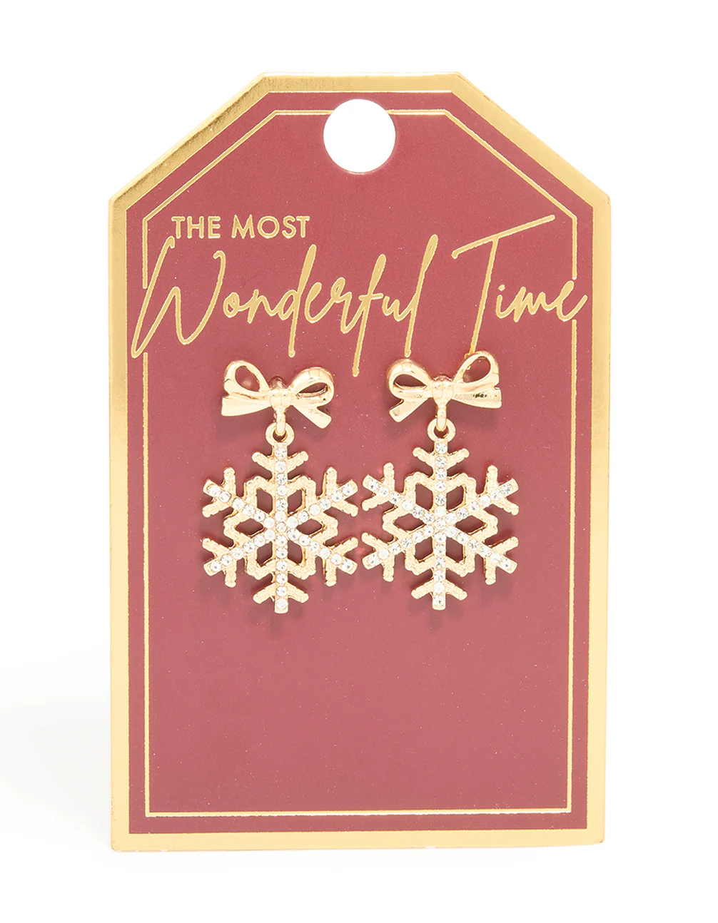 Gold Diamante Bow Snowflake Earrings - Image 3