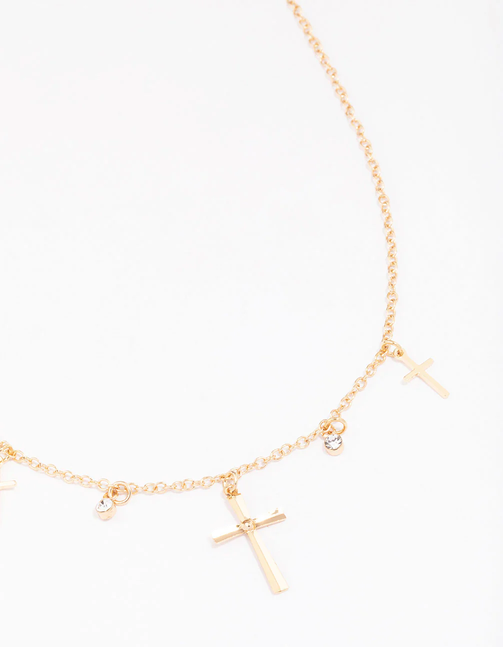 Gold Diamante Cross Droplet Necklace - Image 5
