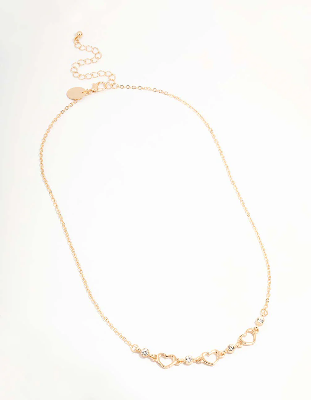 Gold Diamante Cutout Heart Station Necklace - Image 2