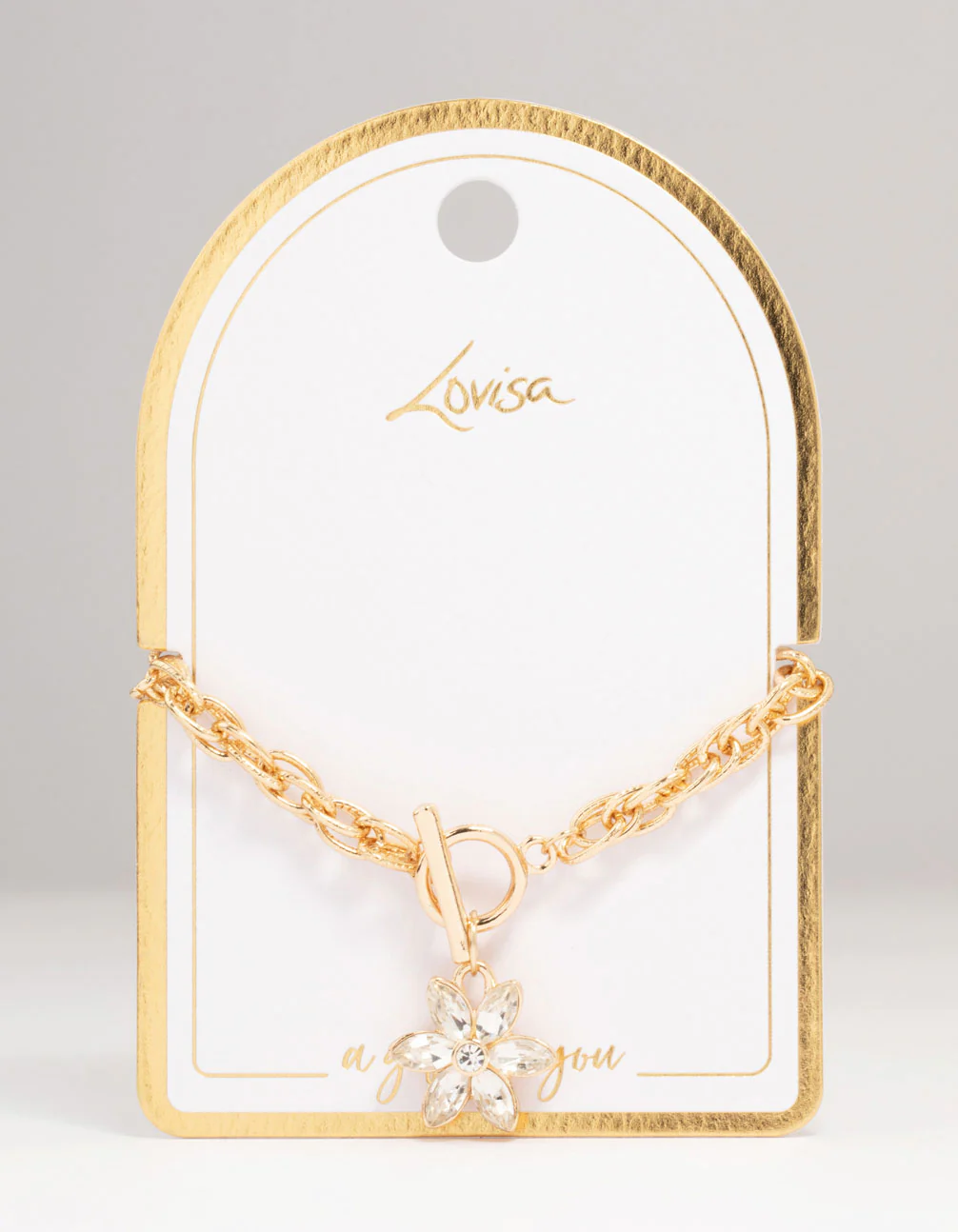 Gold Diamante Flower Charm T & O Bracelet - Image 2