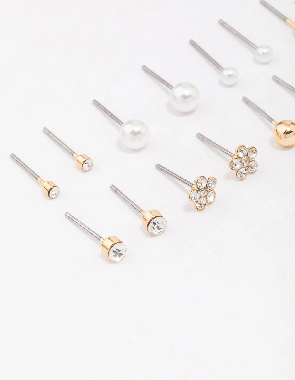 Gold Diamante Flower & Pearl Earring 8-Pack - Image 2