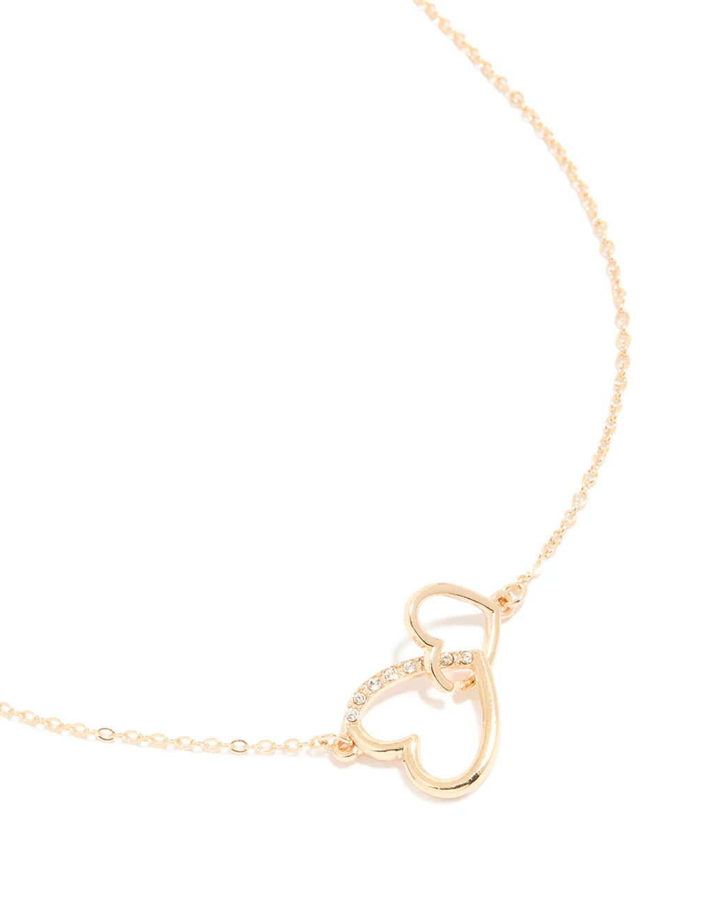 Gold Diamante Heart Link Necklace - Image 2