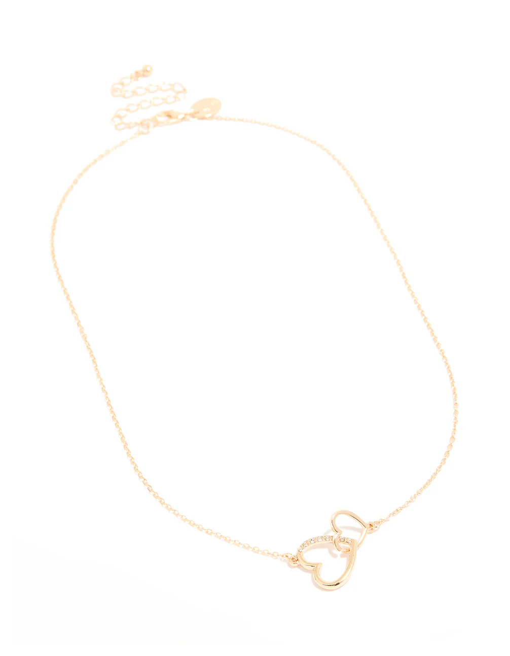 Gold Diamante Heart Link Necklace - Image 4