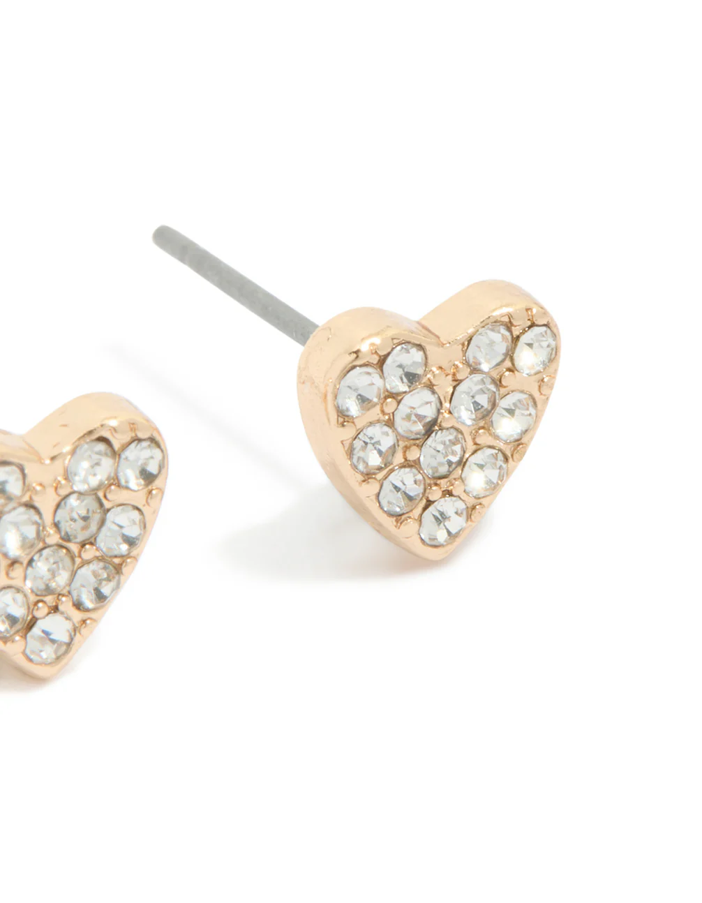 Gold Diamante Heart Stud Earrings - Image 4