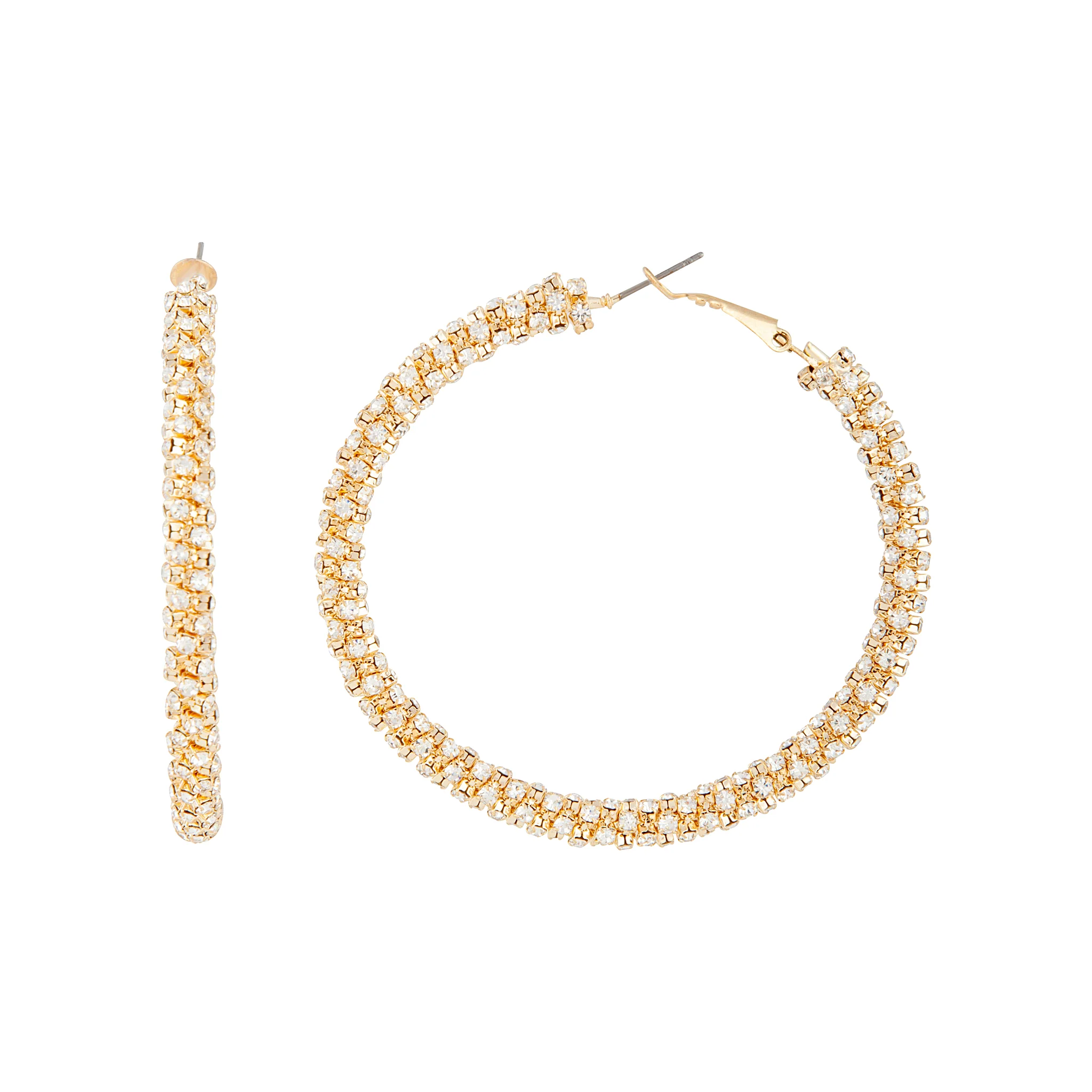 Gold Diamante Cup Chain Large Hoop - Image 3