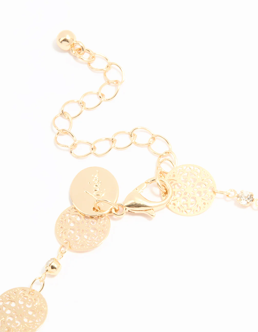 Gold Diamante Laser Cut Coin Anklet - Image 3