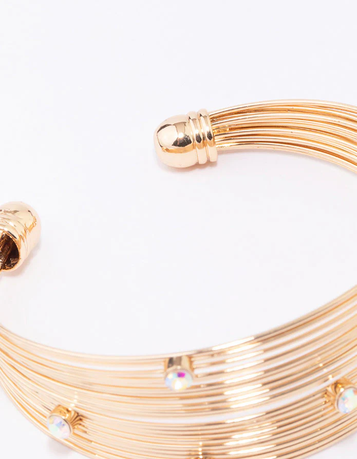 Gold Diamante Sprinkle Wrist Cuff - Image 3