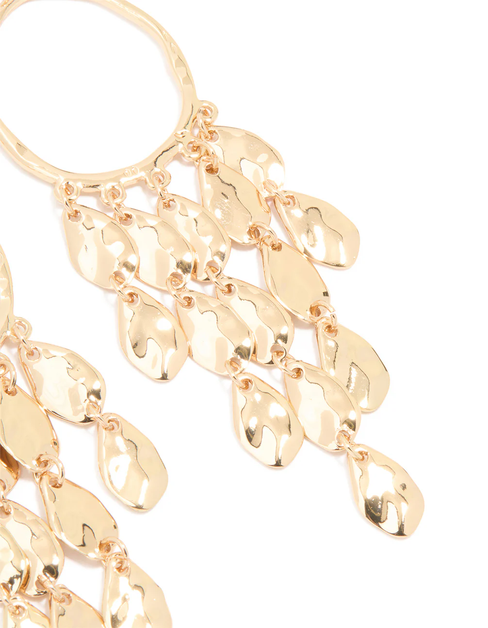 Gold Disc Fountain Drop Earrings - Image 3