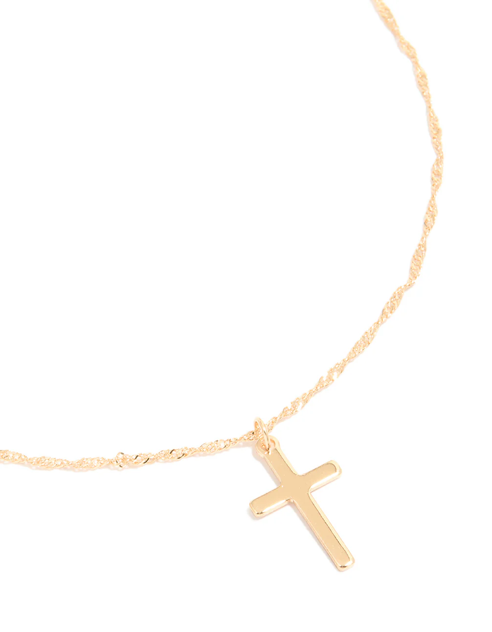 Gold Flat Solid Cross Necklace - Image 2