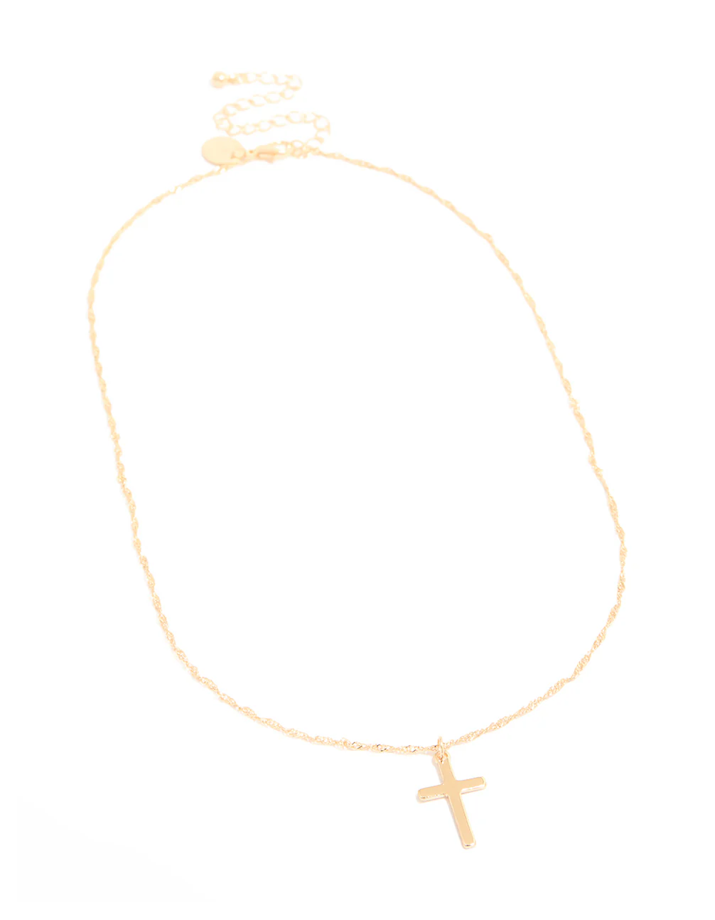 Gold Flat Solid Cross Necklace - Image 4