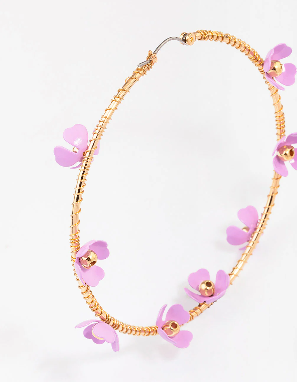 Gold Flower Bloom Hoop Earrings - Image 2