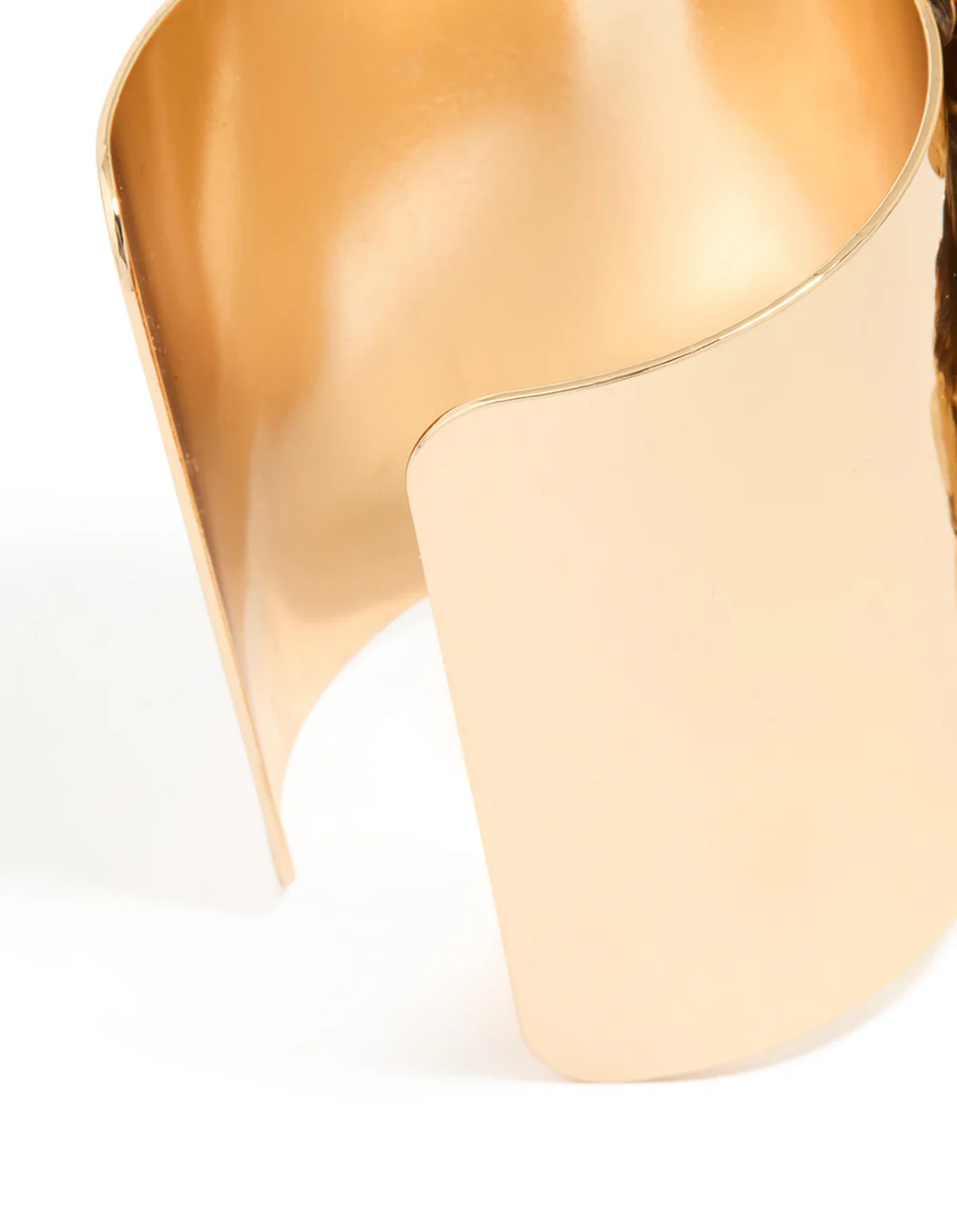 Gold Flower Statement Wrist Cuff - Image 3