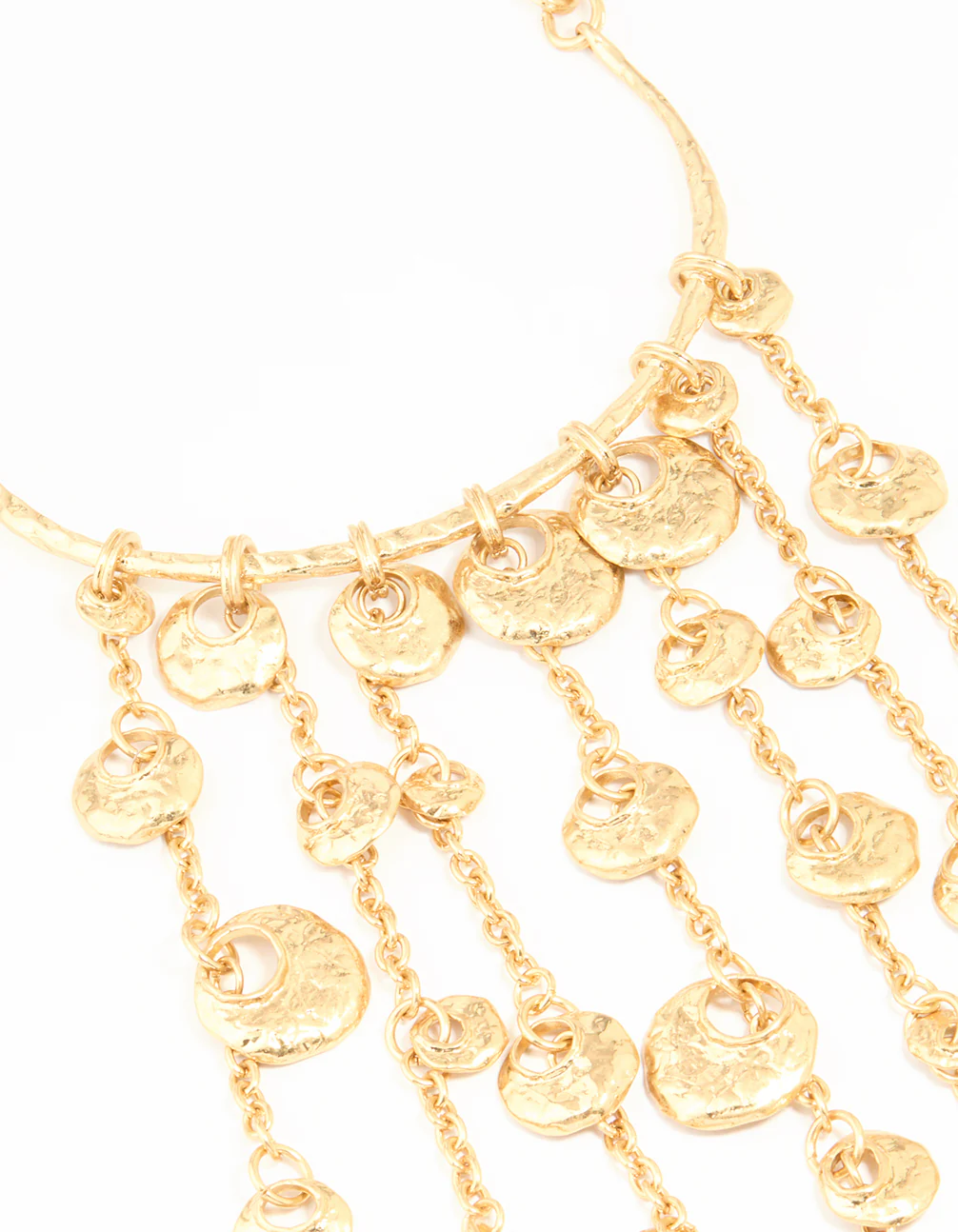 Gold Fringe Disc Statement Necklace - Image 2