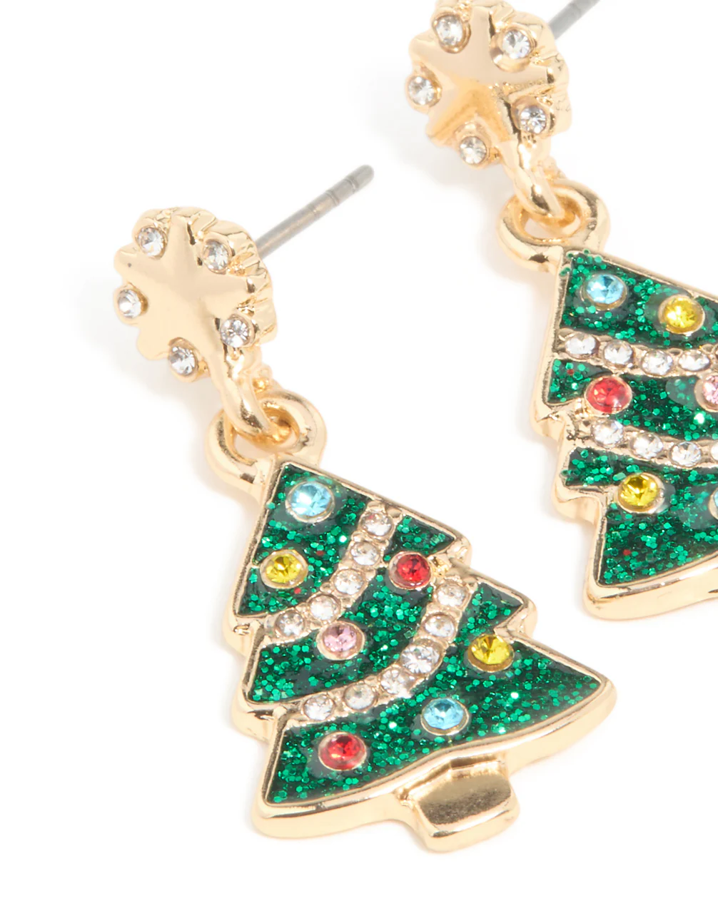 Gold Green Acrylic Festive Tree Studs - Image 2