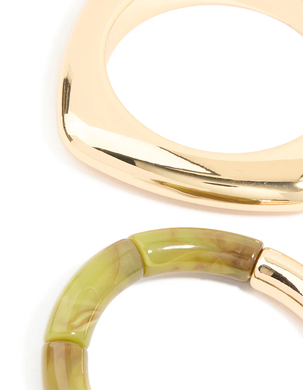 Gold & Green Resin Beaded Bracelets 3-Pack - Image 2