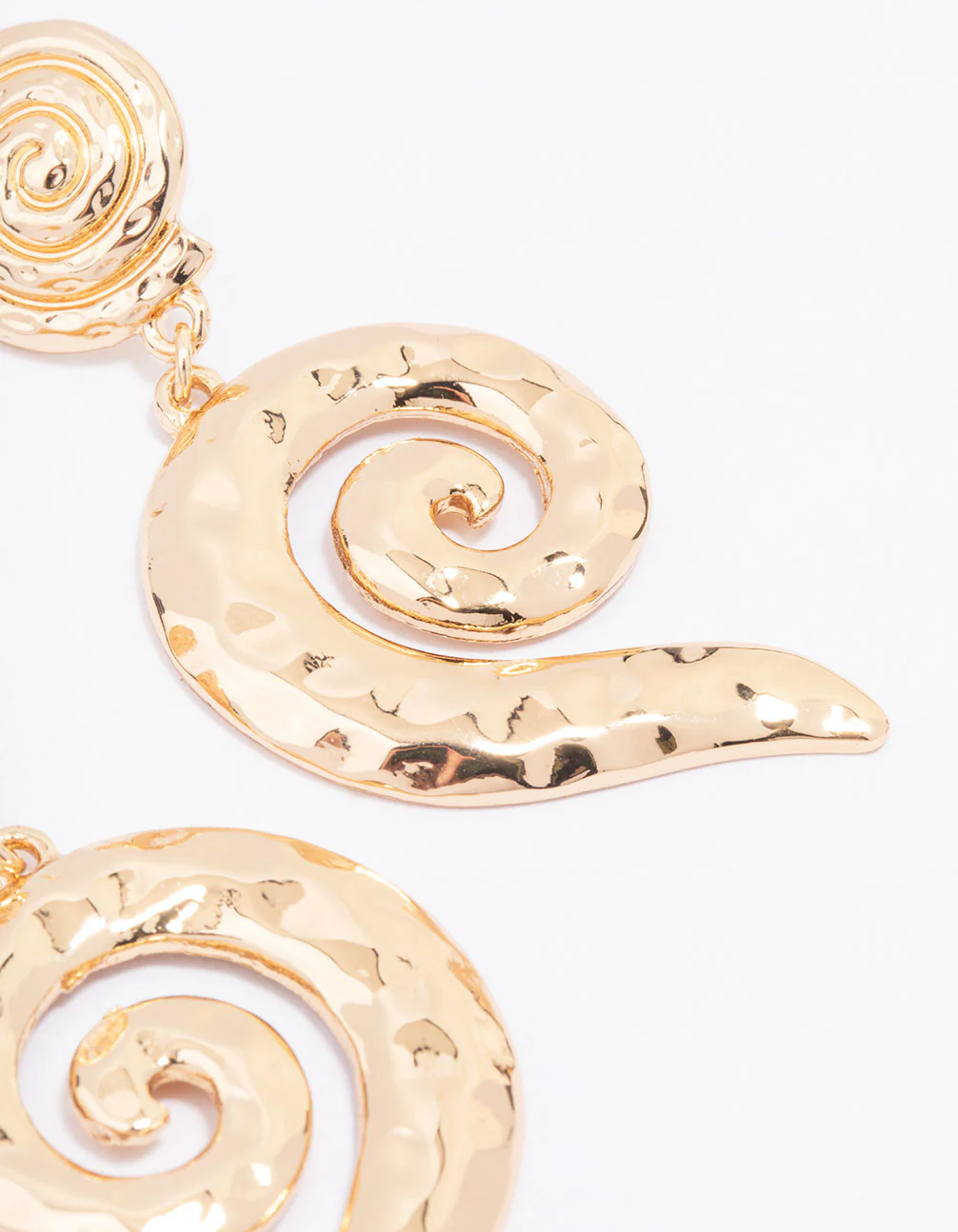 Gold Hammered Twisted Drop Earrings - Image 3