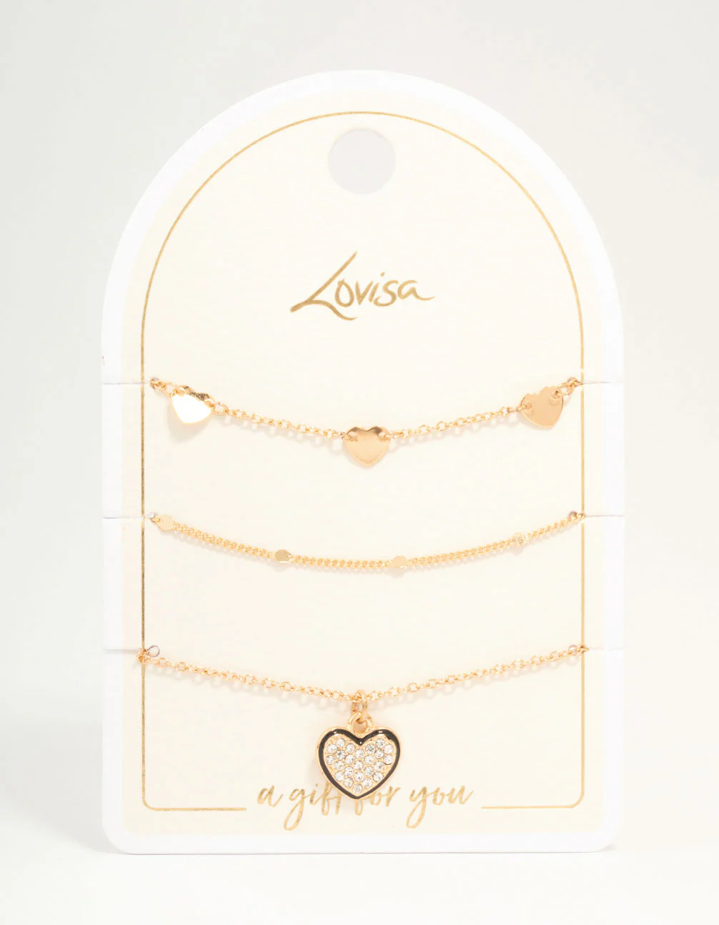 Gold Heart Diamante Bracelets 3-Pack - Image 2