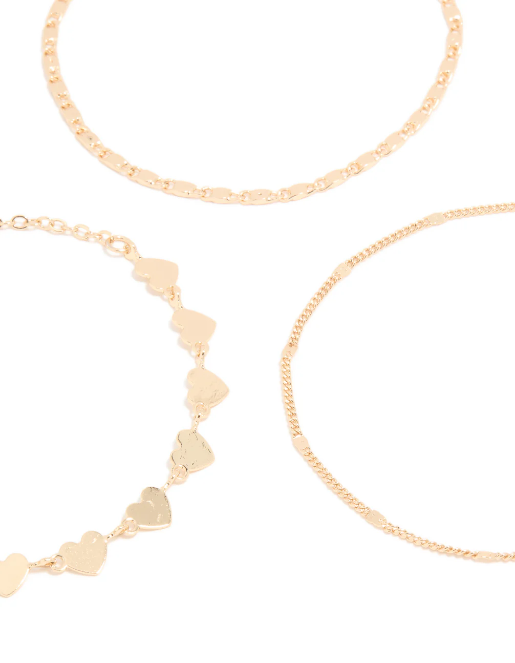 Gold Heart & Station Chain Bracelets 3-Pack - Image 3
