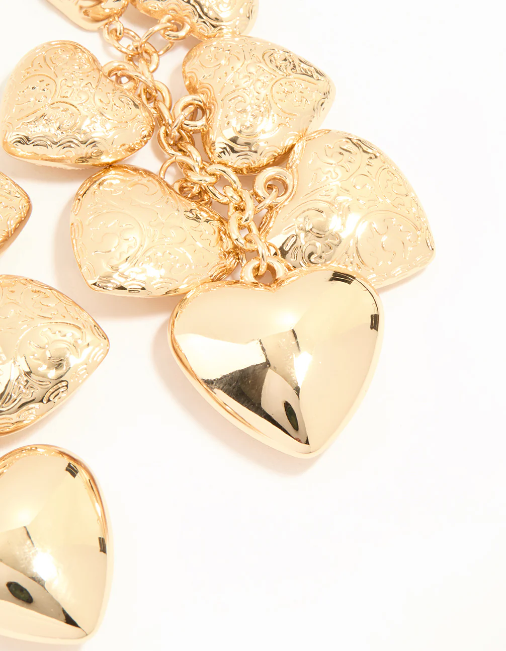Gold Hearts Drop Earrings - Image 3