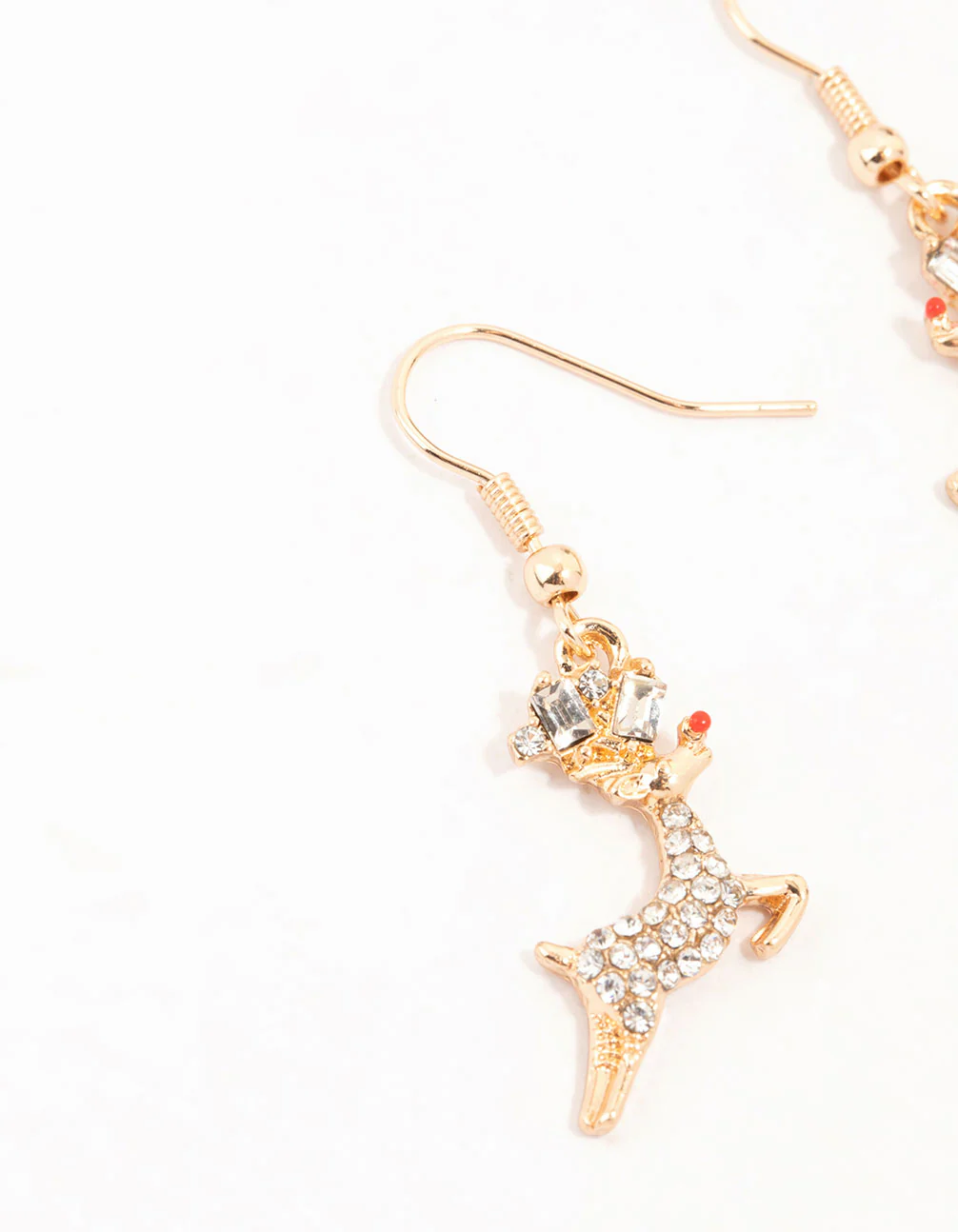 Gold Jumping Reindeer Earrings - Image 2