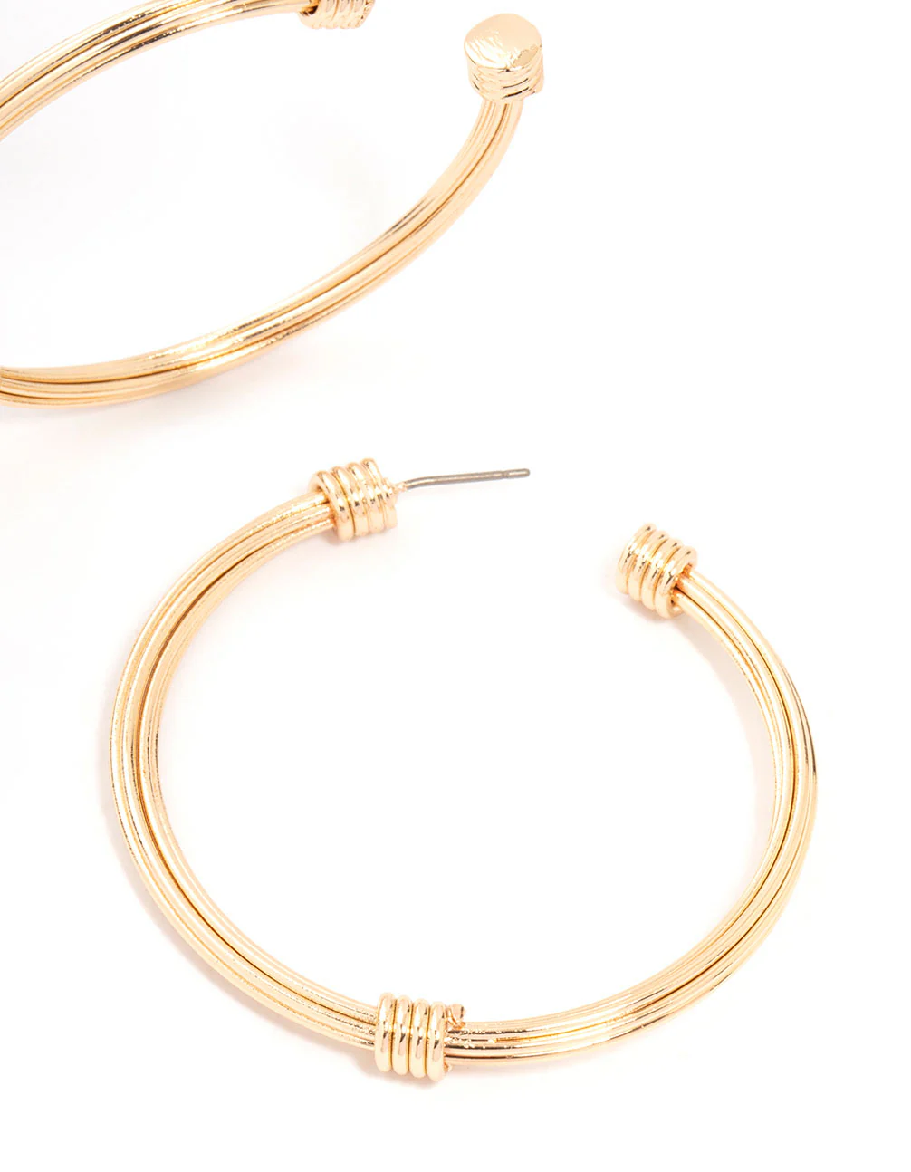 Gold Knotted Rope Hoop Earrings - Image 3